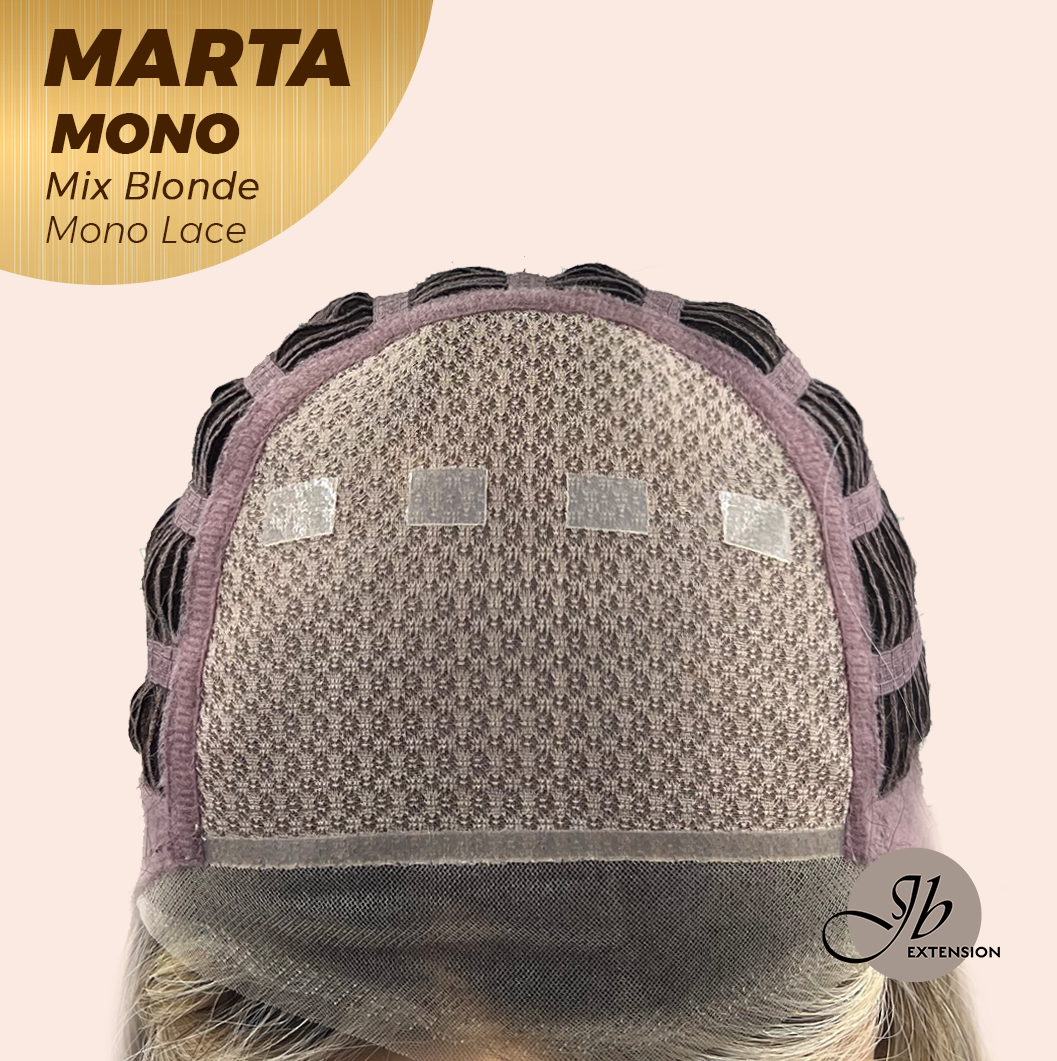 JBEXTENSION MARTA MONO MIX BLONDE Monofilament Handmade Wig 6X5 Full Monofilament Hand Tied Top Wig 10 Inches Mix Blonde Mono Lace Handmade Futura Fiber Wig With Anti-slip Silicone Strips Glueless Wig MARTA MONO MIX BLONDE【BENDY EAR TABS】