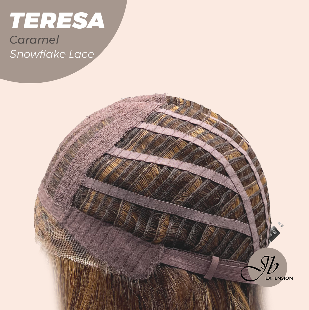 JBEXTENSION 18 Inches Caramel Pre-Cut Snowflake Lace Frontlace Glueless Wig TERESA CARAMEL【PERMATEASE】【BENDY EAR TABS】- M/L