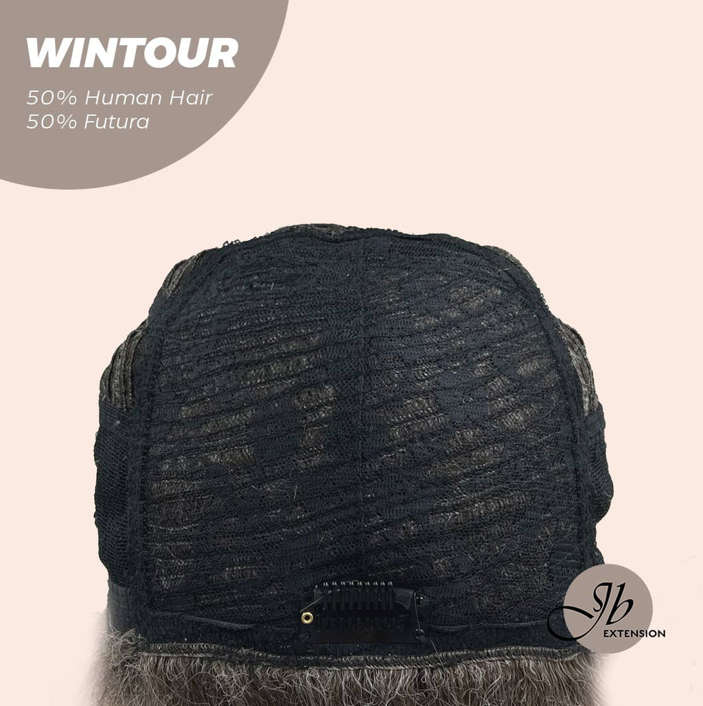 HOT OF SEASON -Pixie Cut Silver Half Real Human Hair Half Futura Fiber Fashion Women Wig WINTOUR