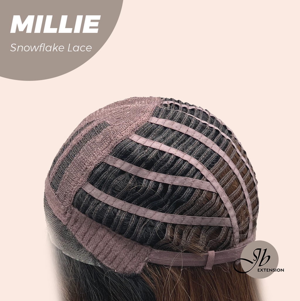 JBEXTENSION 16 Inches Mocha Pre-Cut Snowflake Lace Frontlace Glueless Wig MILLIE SNOWFLAKE【PERMATEASE】【BENDY EAR TABS】
