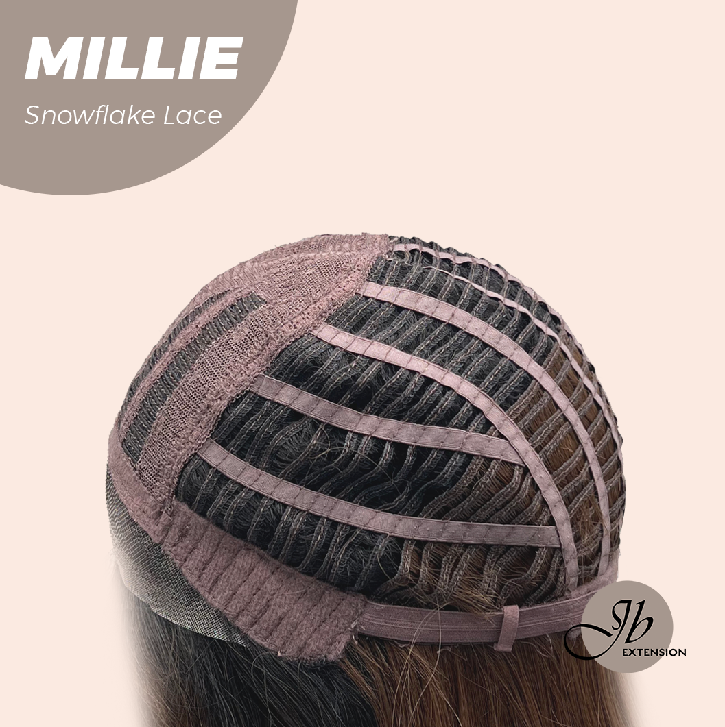 JBEXTENSION 16 Inches Mocha Pre-Cut Snowflake Lace Frontlace Glueless Wig MILLIE SNOWFLAKE【PERMATEASE】【BENDY EAR TABS】
