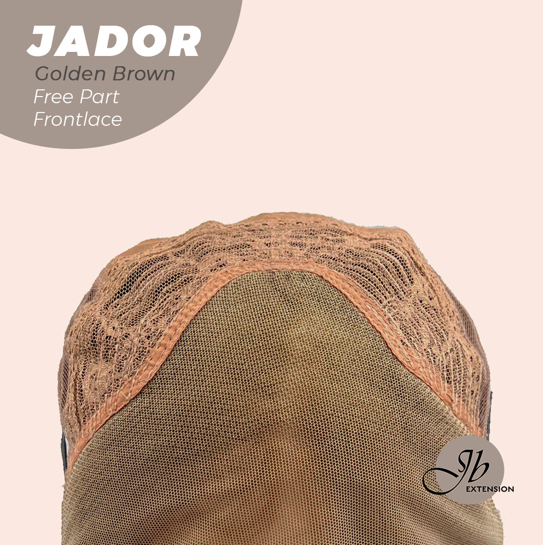 JBEXTENSION 10 Inches Golden Brown Curly Lace Front Wig.Pre Plucked 13*3 HD Transparent Lace Frontal Handmade Futura Fiber Swiss Lace Synthetic Fiber Glueless Wig JADOR GOLDEN BROWN