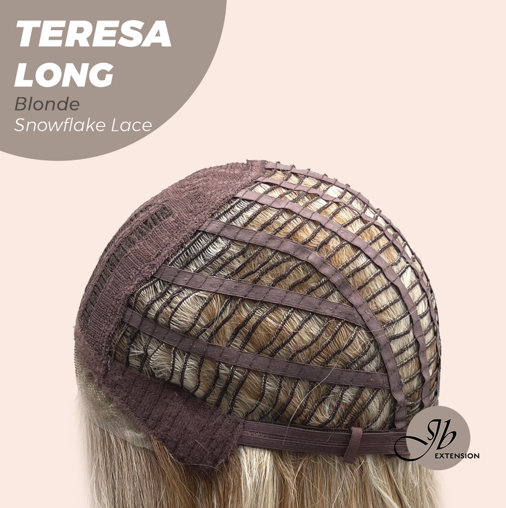 JBEXTENSION 22 Inches Long Blonde Pre-Cut Snowflake Lace Frontlace Glueless Wig TERESA LONG BLONDE【PERMATEASE】【BENDY EAR TABS】- M/L