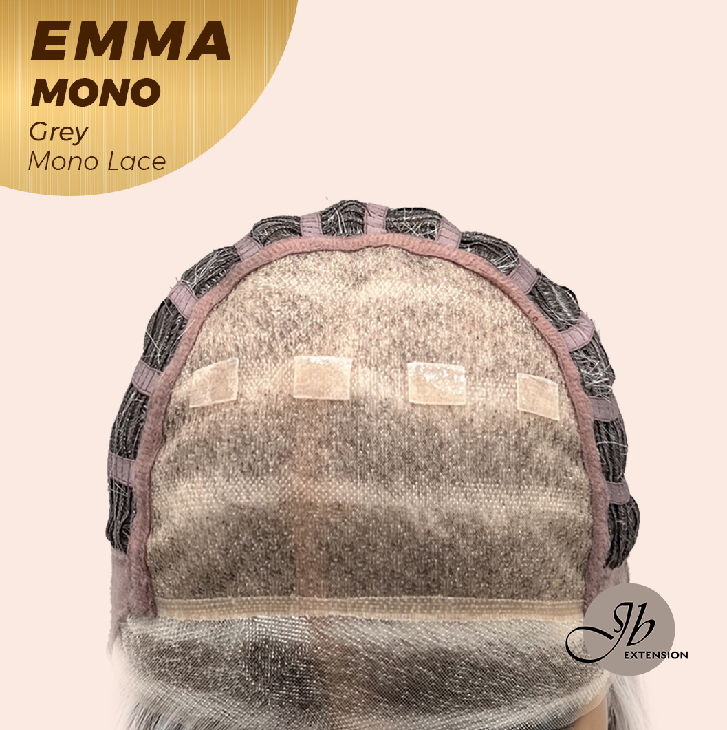 JBEXTENSION EMMA MONO Monofilament Handmade Wig 6X5 Full Monofilament Hand Tied Top Wig 14 Inches Grey Mono Lace Wig With Anti-slip Silicone Strips Glueless Wig EMMA MONO GREY【BENDY EAR TABS】