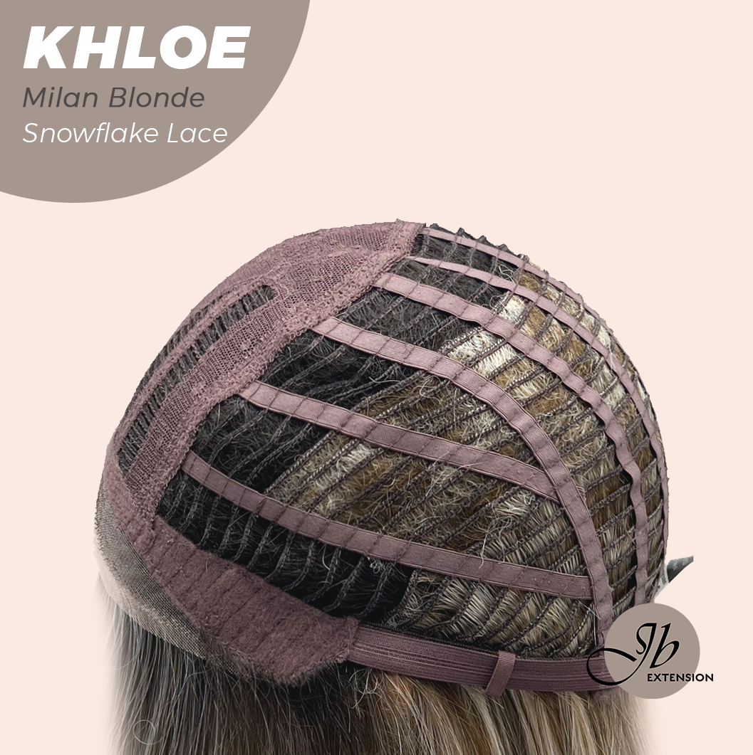 JBEXTENSION 12 Inches Bob Cut Milan Blonde Pre-Cut Snowflake Lace Frontlace Glueless Wig KHLOE MILAN BLONDE【PERMATEASE】【BENDY EAR TABS】- S/M