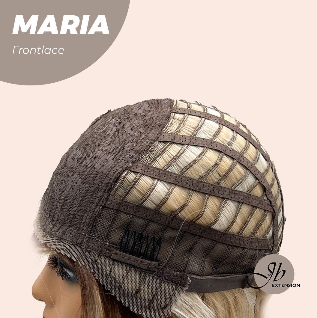 JBEXTENSION 12 Inches Blonde With Dark Root Pre-Cut Side Part Frontlace Glueless Wig MARIA
