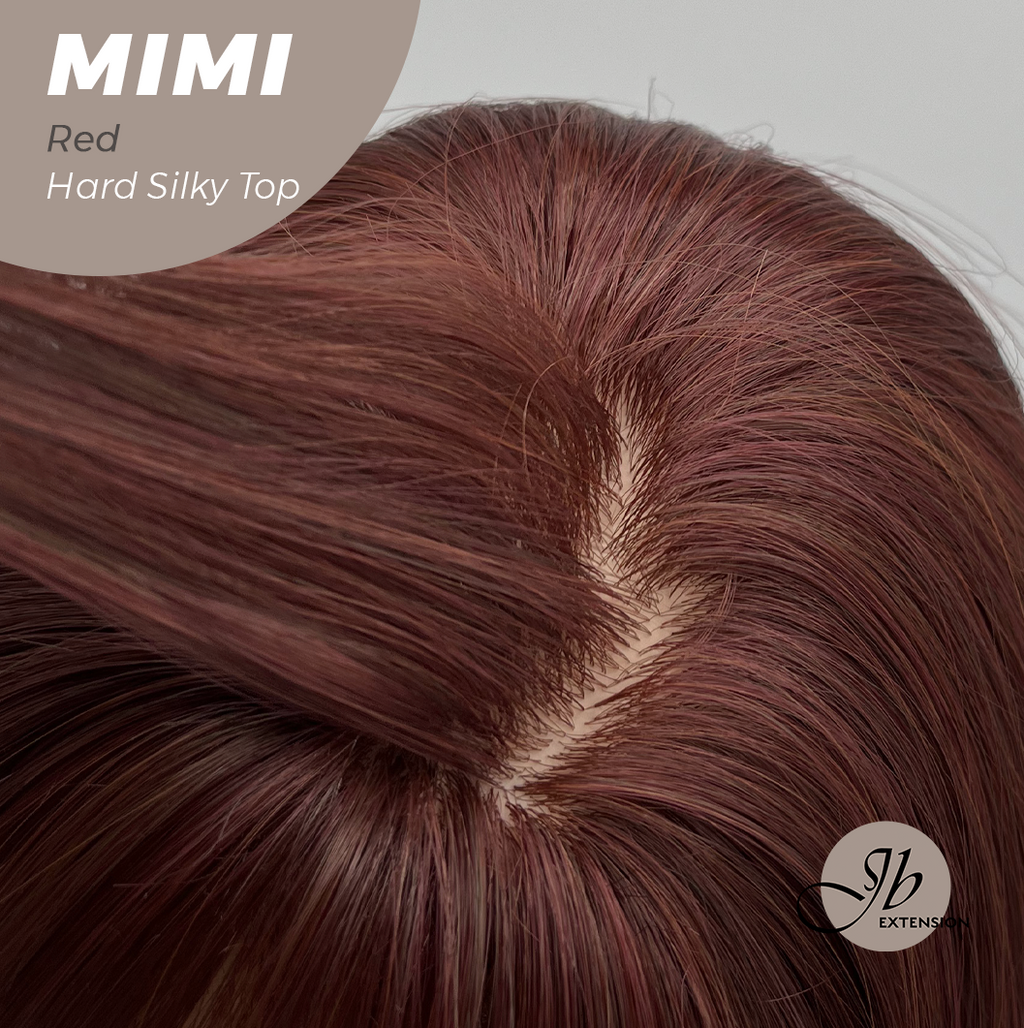 JBEXTENSION 16 Inches Scalpiana 3.5X4 Hard Silky Top Natural Scalp Effect Red Body Wave Wig With Bangs Wig MIMI SILK TOP RED