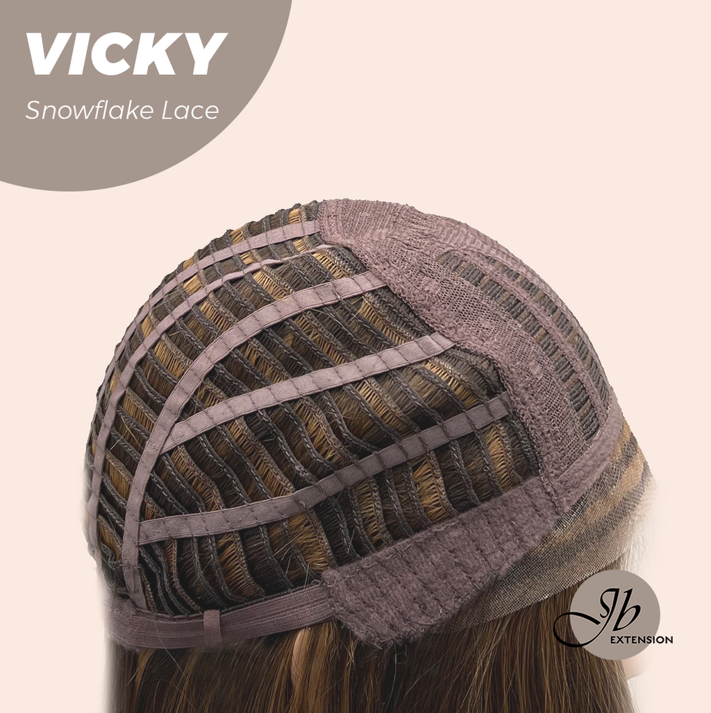 JBEXTENSION 20 Inches Caramel Pre-Cut Snowflake Lace Frontlace Glueless Wig VICKY【PERMATEASE】【BENDY EAR TABS】- S/M