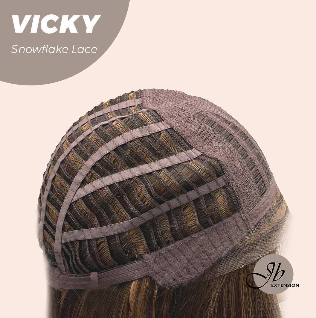JBEXTENSION 20 Inches Caramel Pre-Cut Snowflake Lace Frontlace Glueless Wig VICKY【PERMATEASE】【BENDY EAR TABS】- S/M