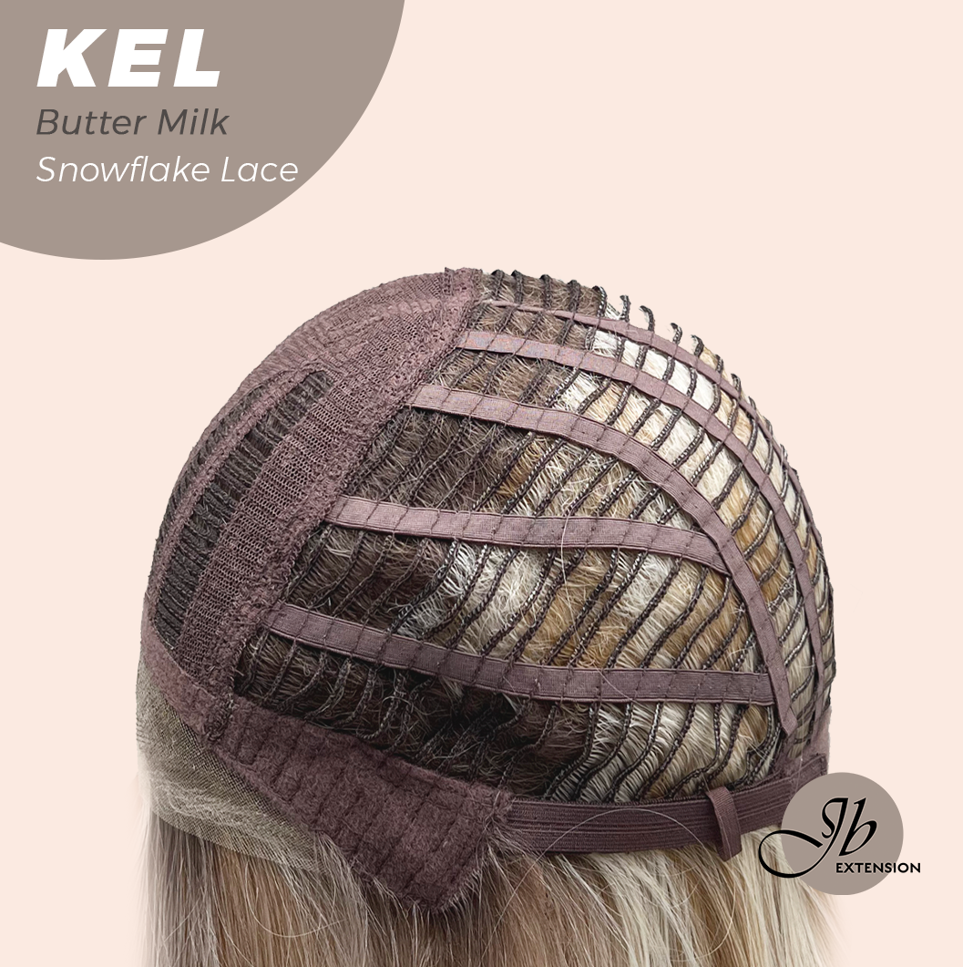 JBEXTENSION 22 Inches Butter Milk Pre-Cut Snowflake Lace Frontlace Glueless Wig KEL BUTTER MILK【PERMATEASE】【BENDY EAR TABS】- M/L
