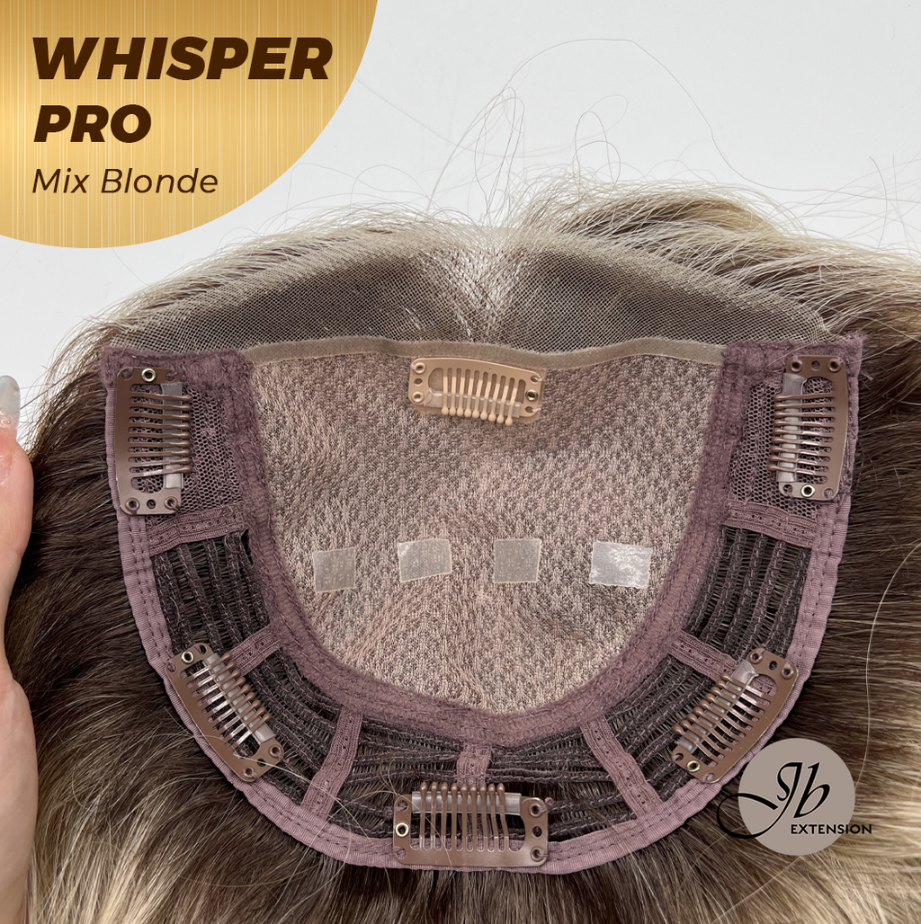 JBEXTENSION 14inch|18inch Clip-In Snowflake Lace Wave Hair Topper Monofilament with Anti-slip Silicone Strips – Crown & Hairline Coverage WHISPER PRO