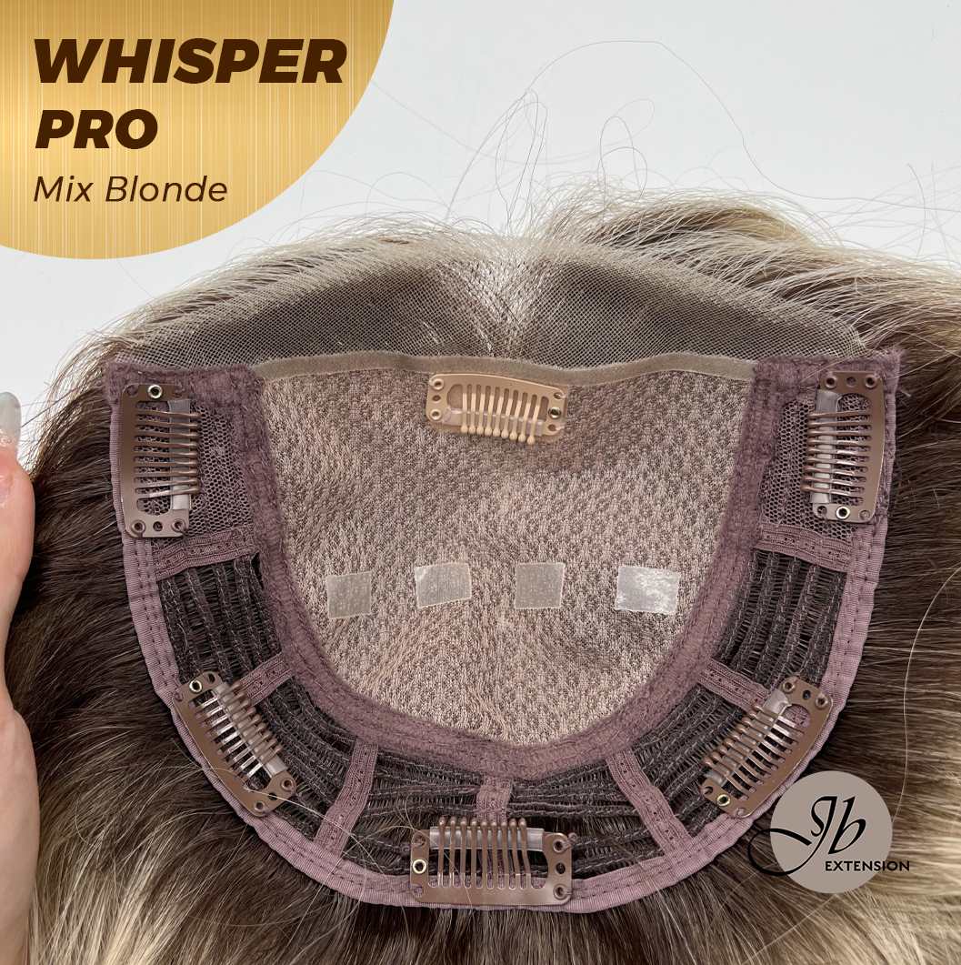 JBEXTENSION 14inch|18inch Clip-In Snowflake Lace Wave Hair Topper Monofilament with Anti-slip Silicone Strips – Crown & Hairline Coverage WHISPER PRO