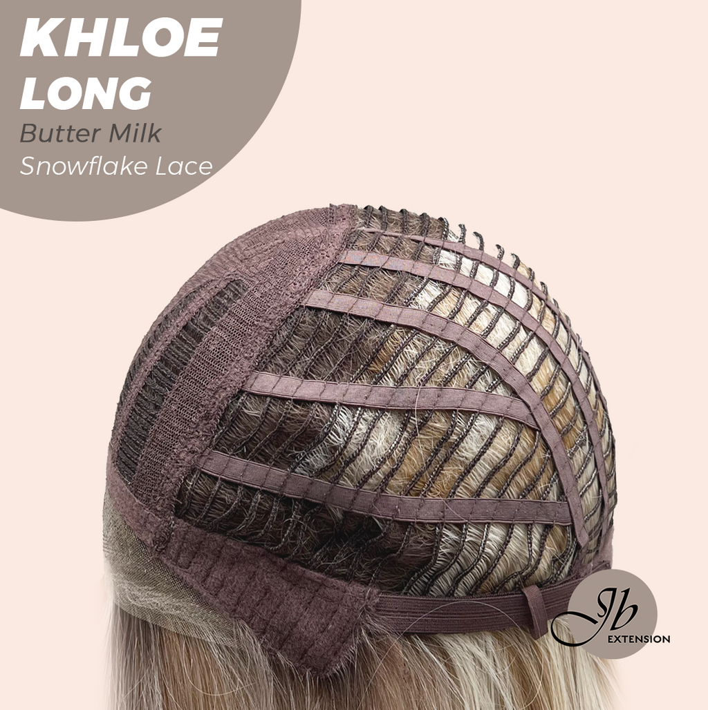 JBEXTENSION 18 Inches Butter Milk Pre-Cut Snowflake Lace Frontlace Glueless Wig KHLOE LONG BUTTER MILK【PERMATEASE】【BENDY EAR TABS】- M/L