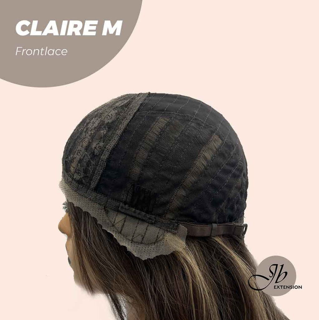 JBEXTENSION 22 Inches Body Wave Brown With Highlight Pre-Cut Frontlace Glueless Wig CLAIRE LACE M