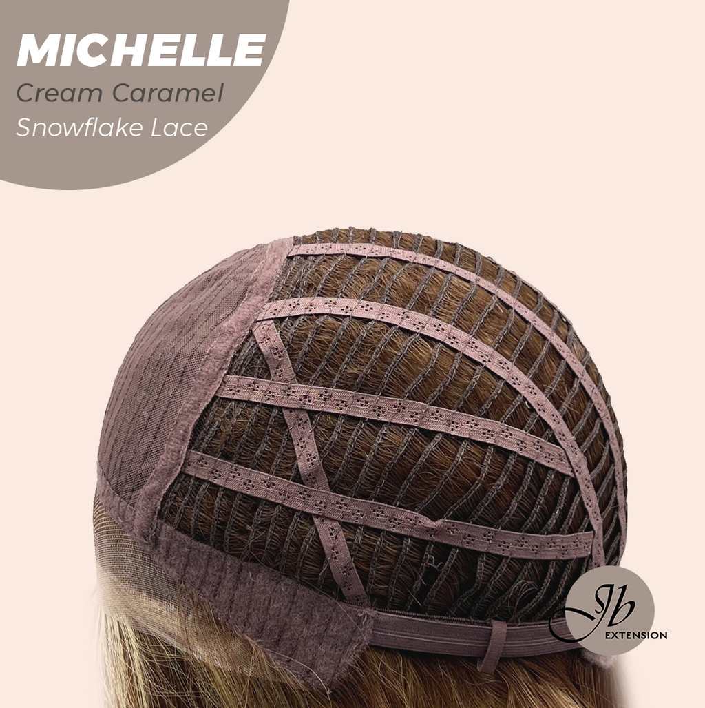 JBEXTENSION 10 Inches Cream Caramel Pre-Cut Side Part Snowflake Lace Frontlace Glueless Wig MICHELLE CREAM CARAMEL【BENDY EAR TABS】- M/L