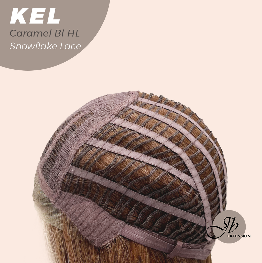 [PRE-ORDER] JBEXTENSION 22 Inches Caramel Blonde Highlight Pre-Cut Snowflake Lace Frontlace Glueless Wig KEL CARAMEL BLONDE HIGHLIGHT【PERMATEASE】【BENDY EAR TABS】