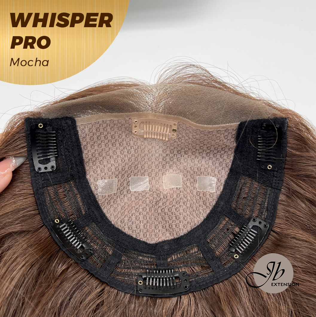 JBEXTENSION 14inch|18inch Clip-In Snowflake Lace Wave Hair Topper Monofilament with Anti-slip Silicone Strips – Crown & Hairline Coverage WHISPER PRO