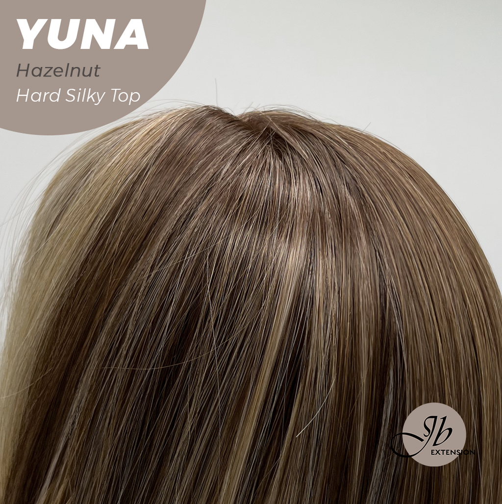 JBEXTENSION 12 Inches Scalpiana Hazelnut 3.5X4 Hard Silky Top Natural Scalp Effect Women Wig With Bangs YUNA HAZELNUT