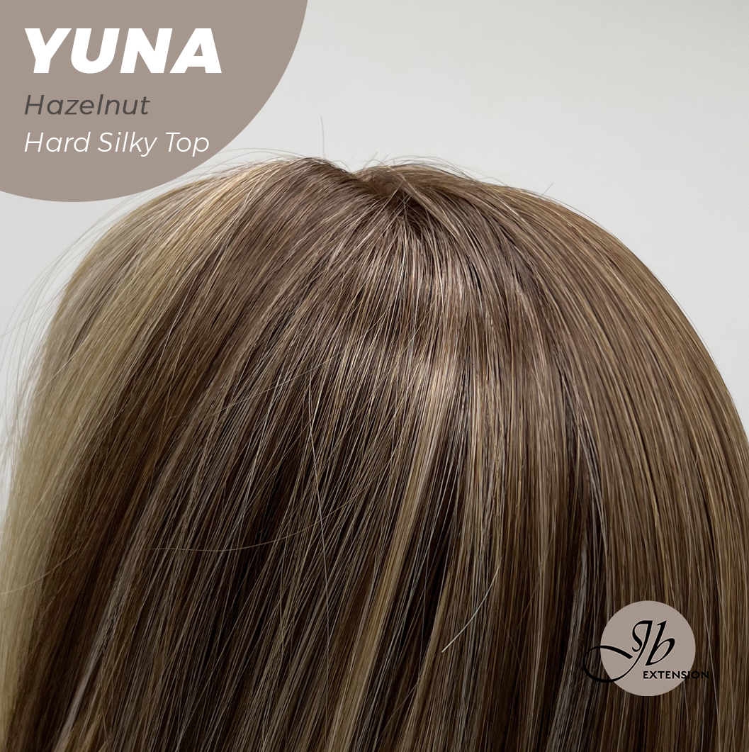 JBEXTENSION 12 Inches Scalpiana Hazelnut 3.5X4 Hard Silky Top Natural Scalp Effect Women Wig With Bangs YUNA HAZELNUT
