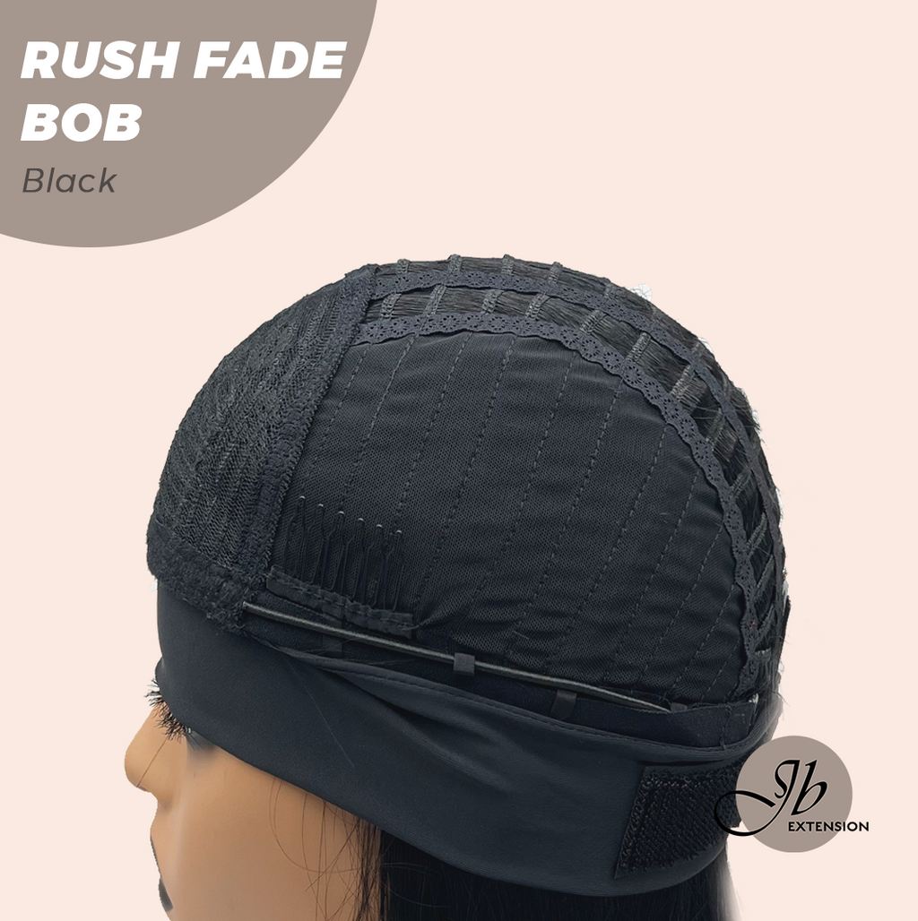 JBEXTENSION 12 Inches Short Hair Black Headband Wig RUSH FADE BOB - BLACK