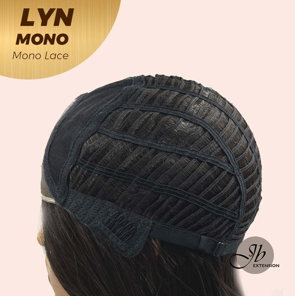 JBEXTENSION LYN MONO Partial Monofilament Wig 17 Inches Natural Black Partial Mono Lace Glueless Wig Lyn Mono【BENDY EAR TABS】