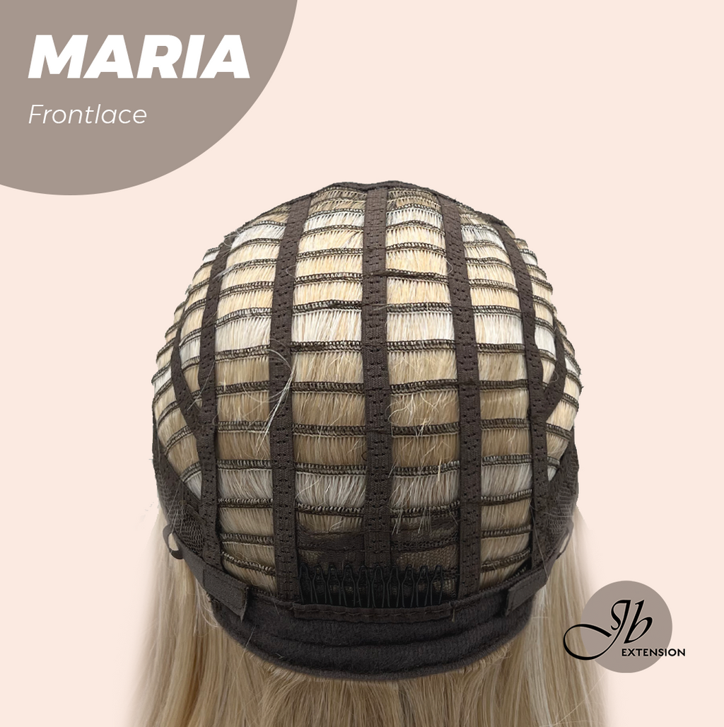 JBEXTENSION 12 Inches Blonde With Dark Root Pre-Cut Side Part Frontlace Glueless Wig MARIA