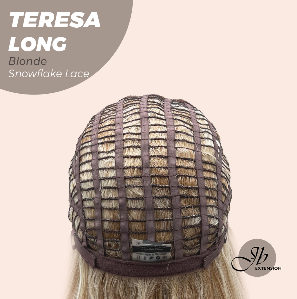 JBEXTENSION 22 Inches Long Blonde Pre-Cut Snowflake Lace Frontlace Glueless Wig TERESA LONG BLONDE【PERMATEASE】【BENDY EAR TABS】- M/L