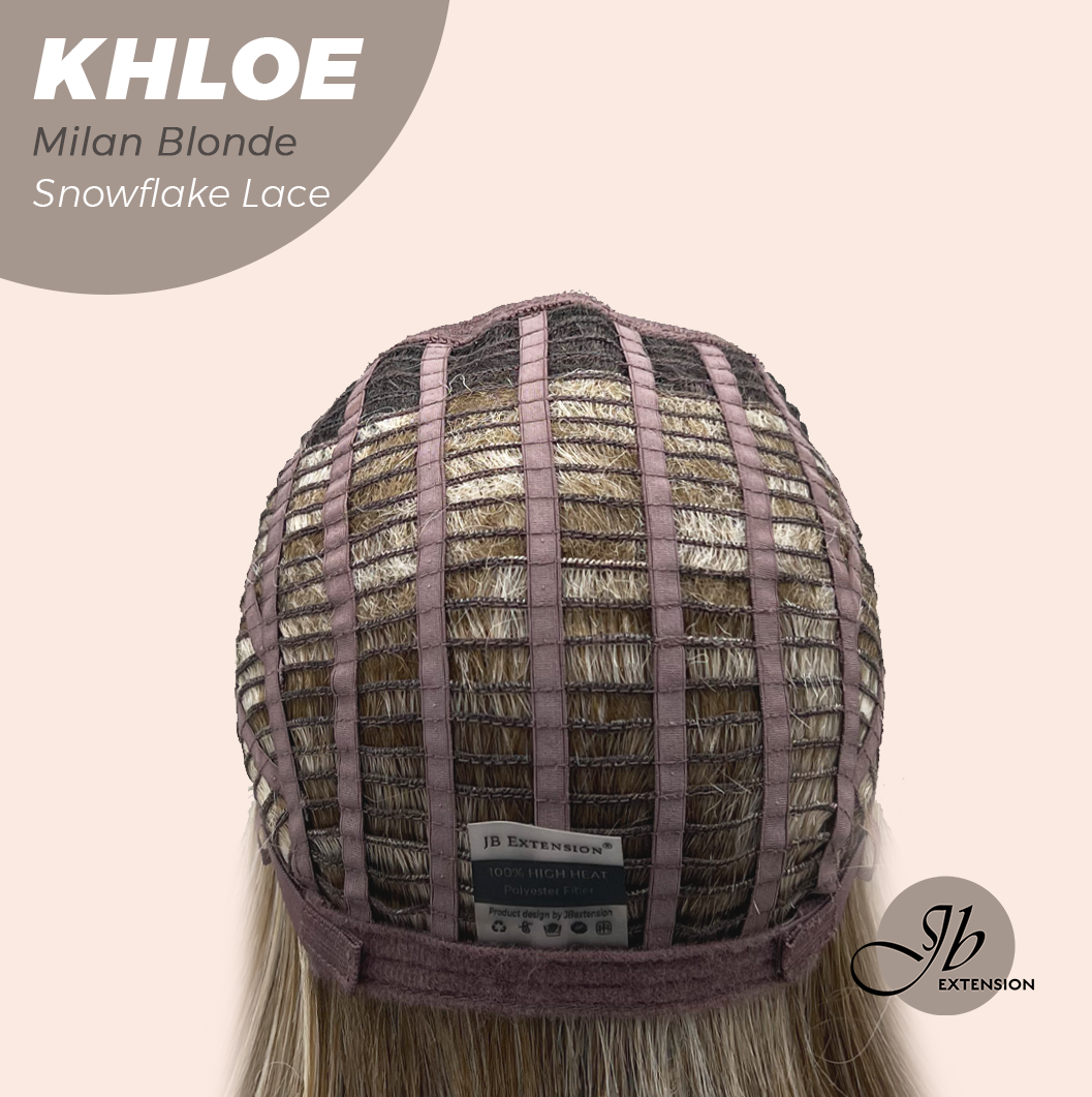 JBEXTENSION 12 Inches Bob Cut Milan Blonde Pre-Cut Snowflake Lace Frontlace Glueless Wig KHLOE MILAN BLONDE【PERMATEASE】【BENDY EAR TABS】- M/L