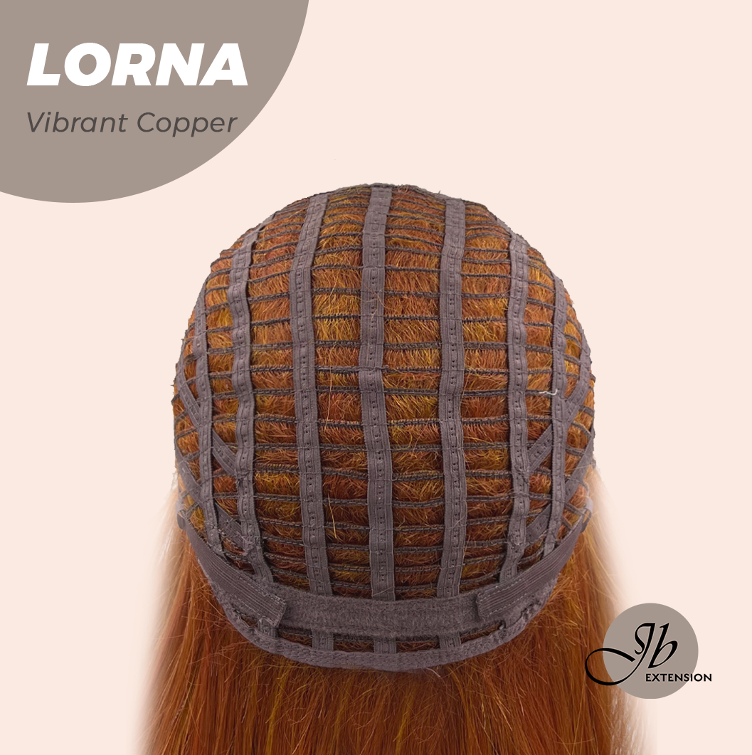HOT OF SEASON - 18 Inches Vibrant Copper Curly Women Fashion Full Machine Wig With Bangs LORNA VIBRANT COPPER【PLUS PERMATEASE】【BENDY EAR TABS】