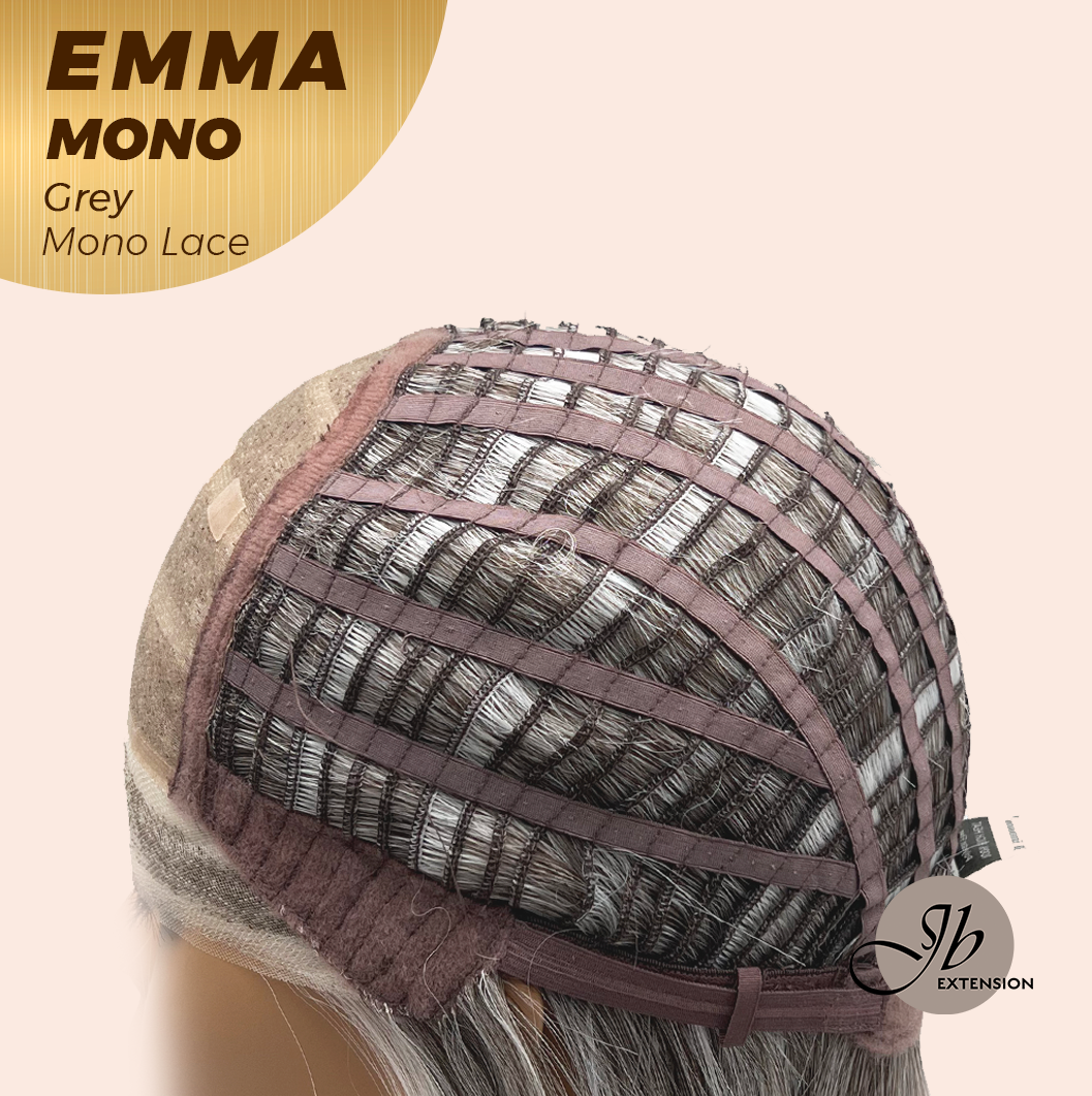 JBEXTENSION EMMA MONO Monofilament Handmade Wig 6X5 Full Monofilament Hand Tied Top Wig 14 Inches Grey Mono Lace Wig With Anti-slip Silicone Strips Glueless Wig EMMA MONO GREY【BENDY EAR TABS】