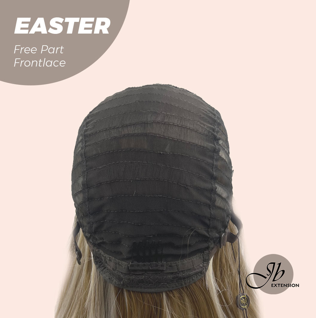 JBEXTENSION 25 Inches Mix Blonde Curly Free Part Pre-Cut Frontlace Glueless Wig EASTER