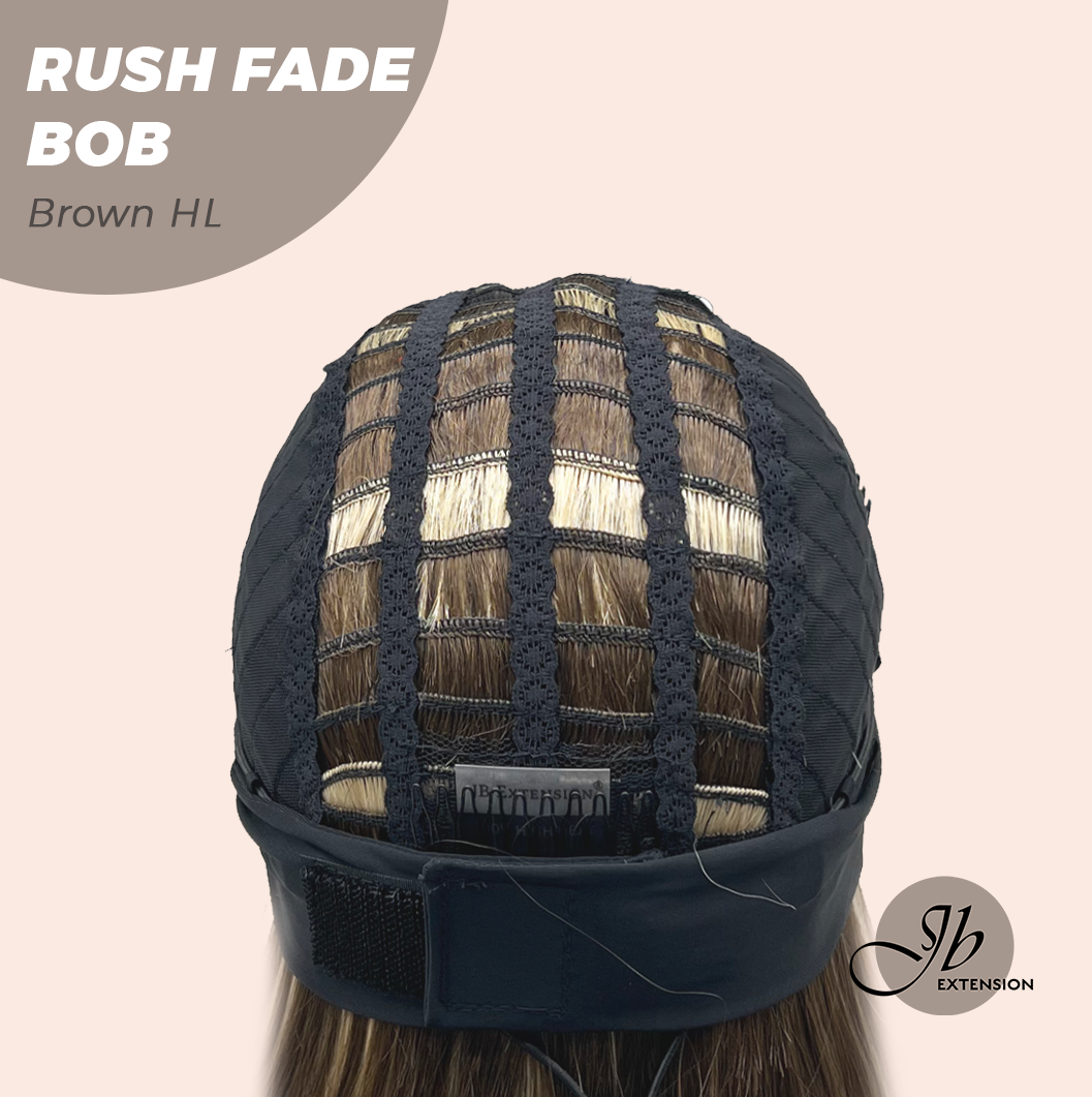 JBEXTENSION 12 Inches Short Hair Brown with Highlight Headband Wig RUSH FADE BOB - BROWN HIGHLIGHT