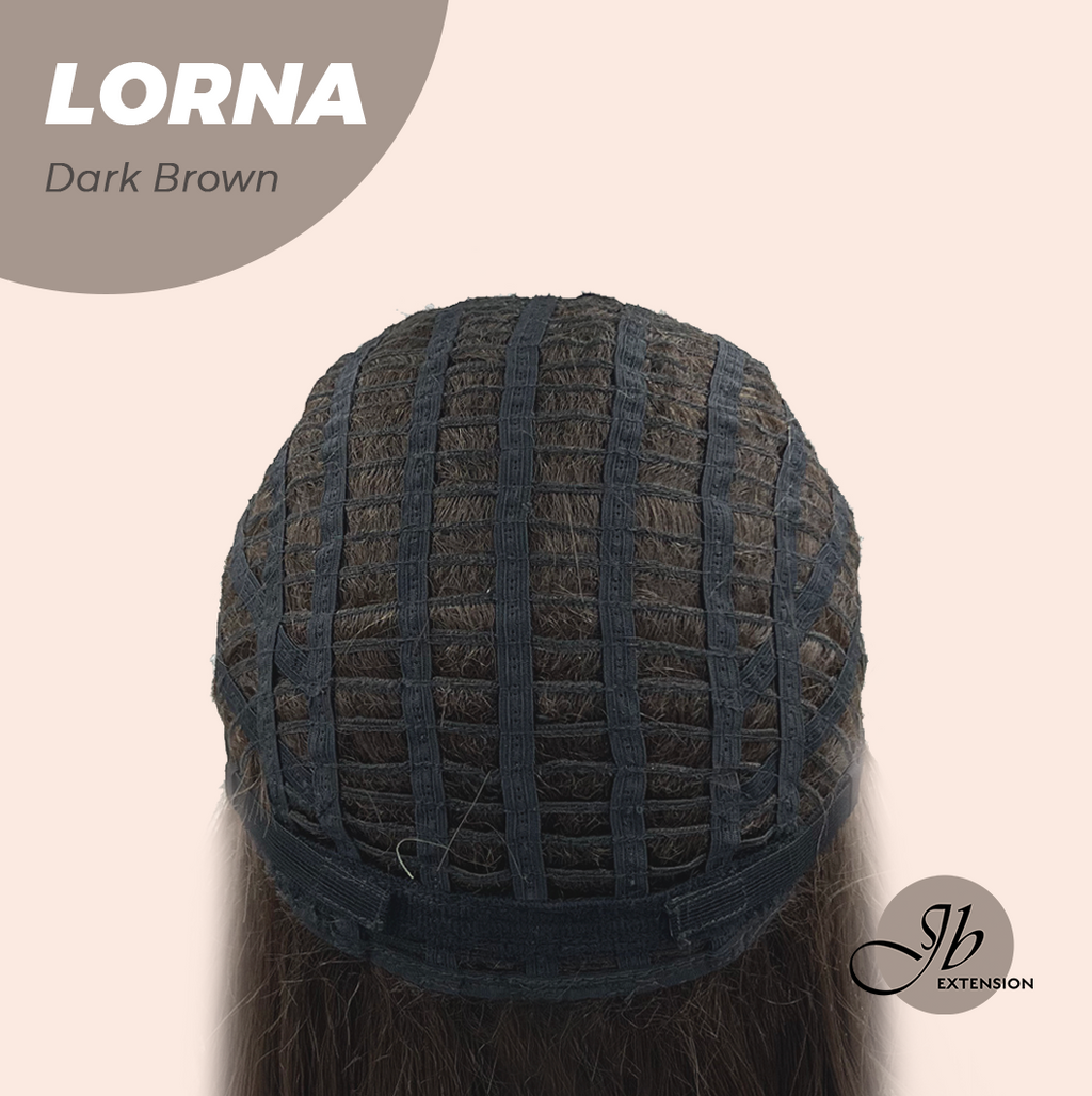 HOT OF SEASON -18 Inches Dark Brown Curly Women Fashion Full Machine Wig With Bangs LORNA DARK BROWN【PLUS PERMATEASE】【BENDY EAR TABS】