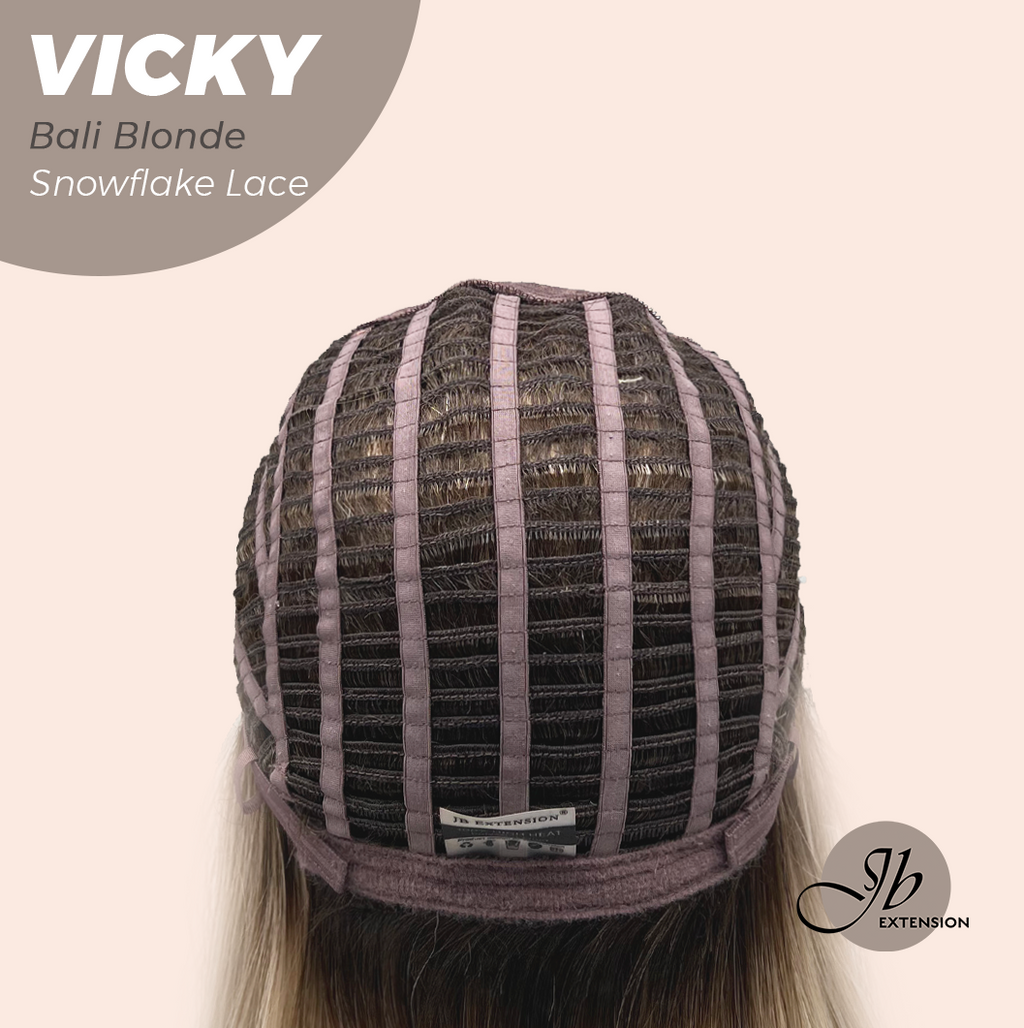 JBEXTENSION 20 Inches Bali Blonde Pre-Cut Snowflake Lace Frontlace Glueless Wig VICKY BALI BLONDE【PERMATEASE】【BENDY EAR TABS】- S/M
