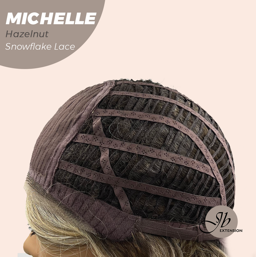 JBEXTENSION 10 Inches Hazelnut Blonde Highlight Pre-Cut Side Part Snowflake Lace Frontlace Glueless Wig MICHELLE HAZELNUT【BENDY EAR TABS】