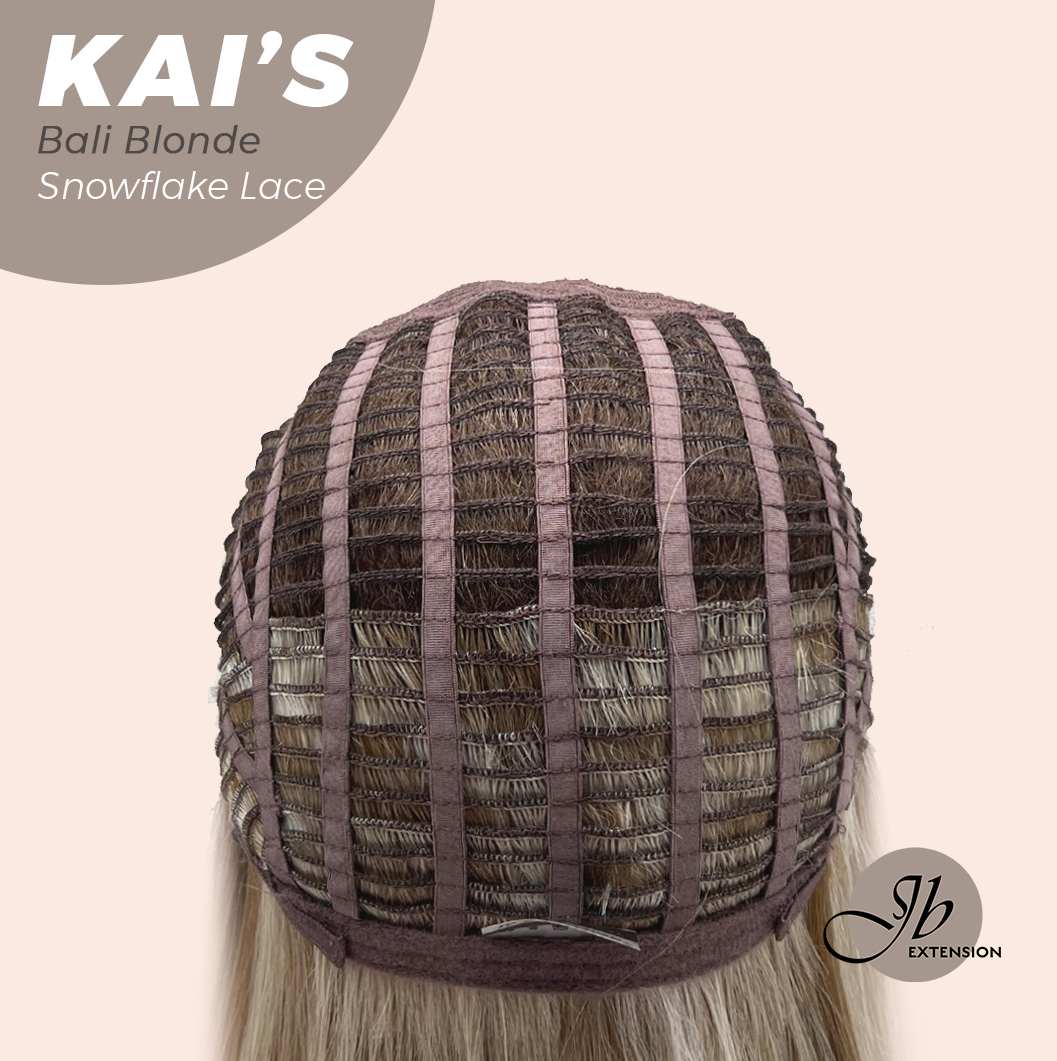 JBEXTENSION 18 Inches Bali Blonde Pre-Cut Snowflake Lace Frontlace Glueless Wig KAI'S BALI BLONDE【PERMATEASE】【BENDY EAR TABS】- S/M