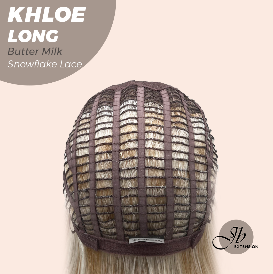 JBEXTENSION 18 Inches Butter Milk Pre-Cut Snowflake Lace Frontlace Glueless Wig KHLOE LONG BUTTER MILK【PERMATEASE】【BENDY EAR TABS】- M/L
