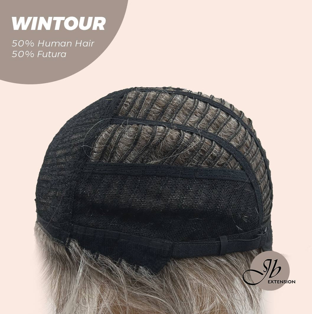 HOT OF SEASON -Pixie Cut Silver Half Real Human Hair Half Futura Fiber Fashion Women Wig WINTOUR