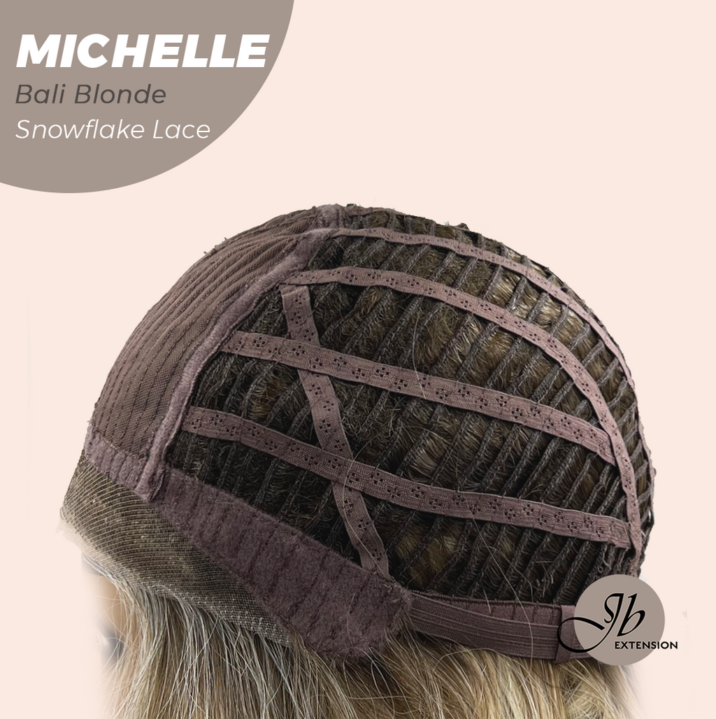 JBEXTENSION 10 Inches Bali Blonde Pre-Cut Side Part Snowflake Lace Frontlace Glueless Wig MICHELLE BALI BLONDE【BENDY EAR TABS】- S/M