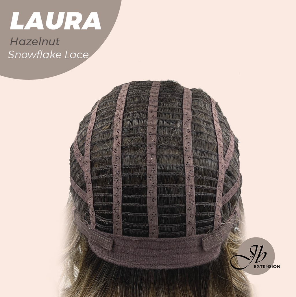 JBEXTENSION 14 Inches Hazelnut Pre-Cut Side Part Snowflake Lace Frontlace Glueless Wig LAURA SNOWFLAKE HAZELNUT【BENDY EAR TABS】- M/L