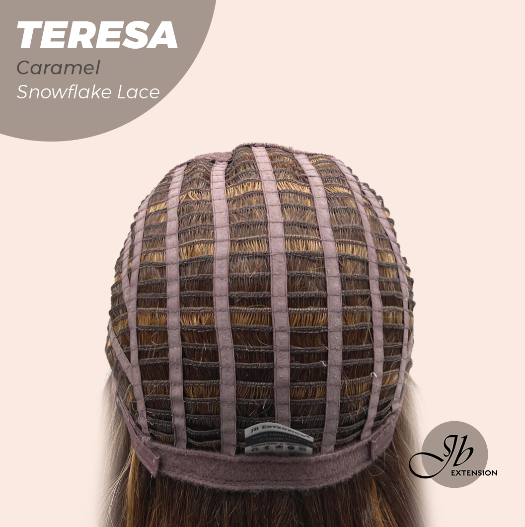 JBEXTENSION 18 Inches Caramel Pre-Cut Snowflake Lace Frontlace Glueless Wig TERESA CARAMEL【PERMATEASE】【BENDY EAR TABS】- M/L