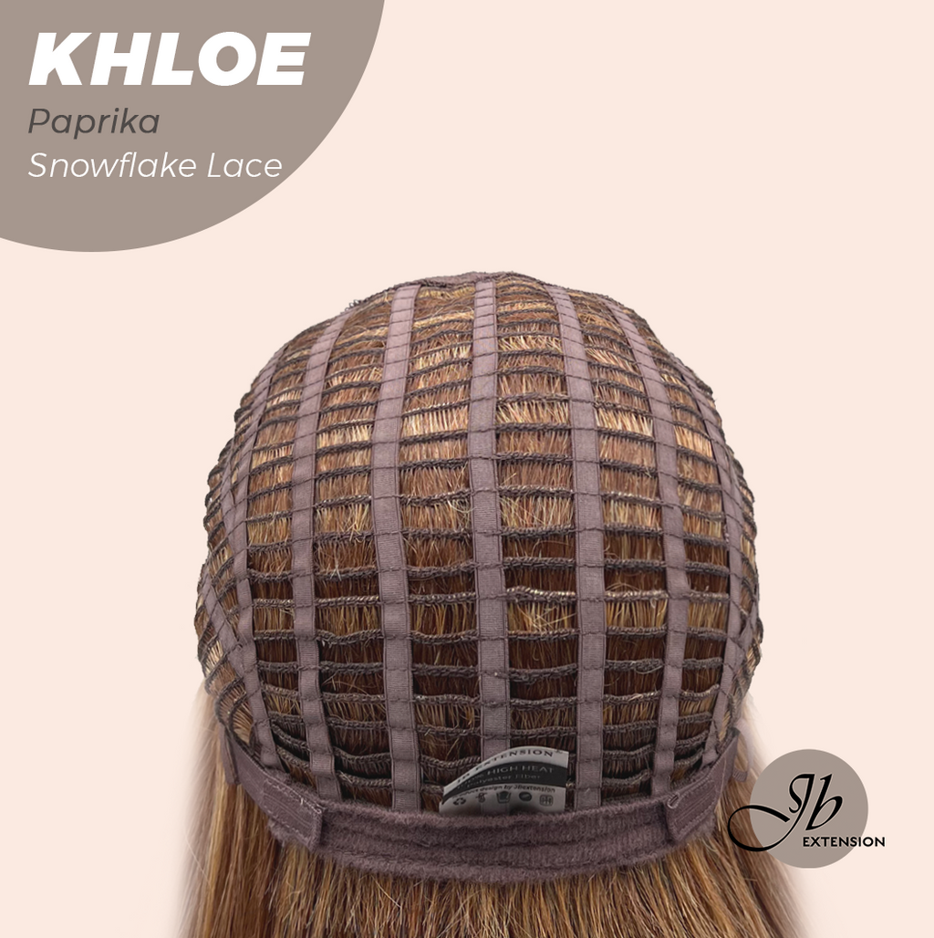 JBEXTENSION 12 Inches Bob Cut Paprika Pre-Cut Snowflake Lace Frontlace Glueless Wig KHLOE PAPRIKA【PERMATEASE】【BENDY EAR TABS】- M/L