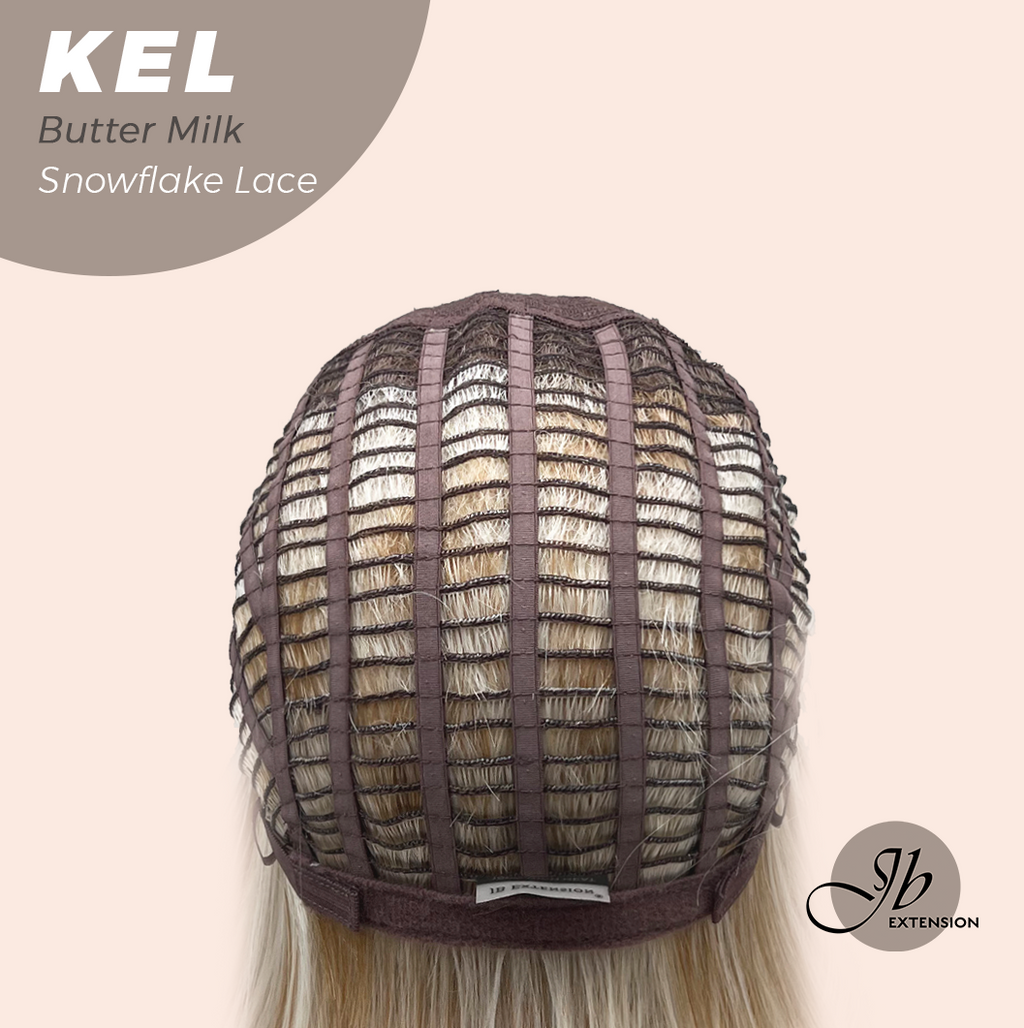 JBEXTENSION 22 Inches Butter Milk Pre-Cut Snowflake Lace Frontlace Glueless Wig KEL BUTTER MILK【PERMATEASE】【BENDY EAR TABS】- M/L