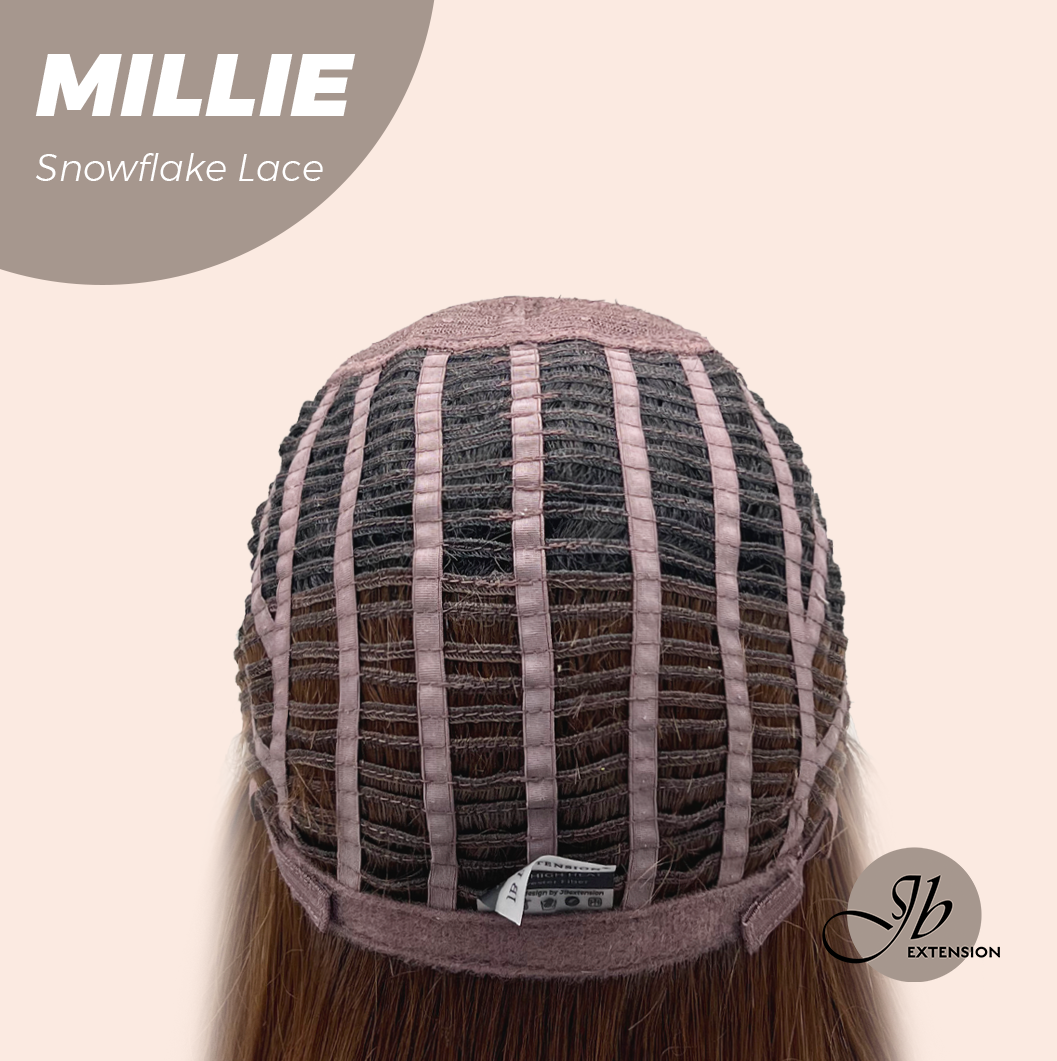 JBEXTENSION 16 Inches Mocha Pre-Cut Snowflake Lace Frontlace Glueless Wig MILLIE SNOWFLAKE【PERMATEASE】【BENDY EAR TABS】