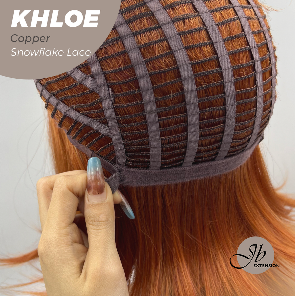 JBEXTENSION 12 Inches Bob Cut Copper Pre-Cut Snowflake Lace Frontlace Glueless Wig KHLOE COPPER【PERMATEASE】【BENDY EAR TABS】