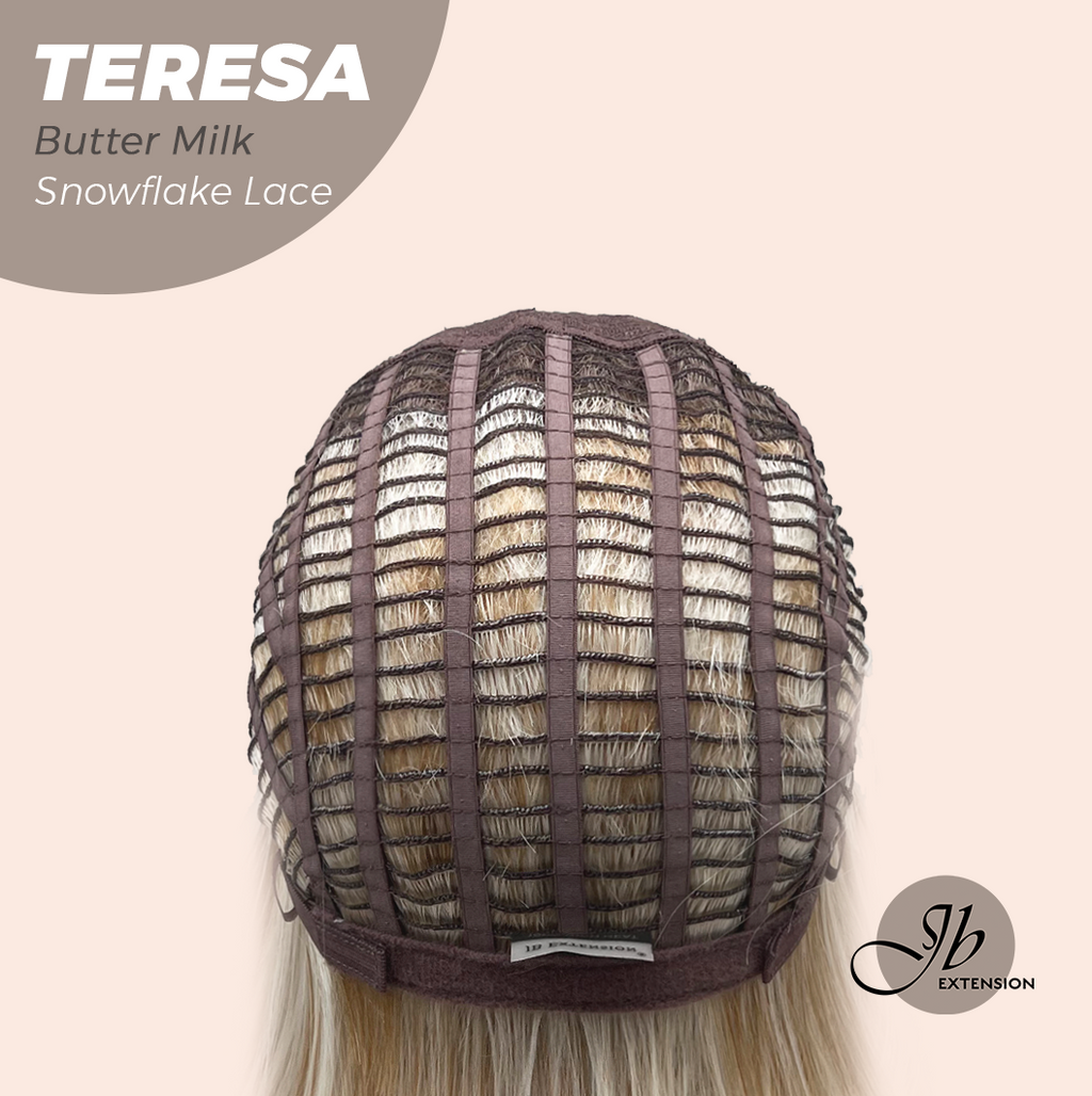 JBEXTENSION 18 Inches Butter Milk Pre-Cut Snowflake Lace Frontlace Glueless Wig TERESA BUTTER MILK【PERMATEASE】【BENDY EAR TABS】