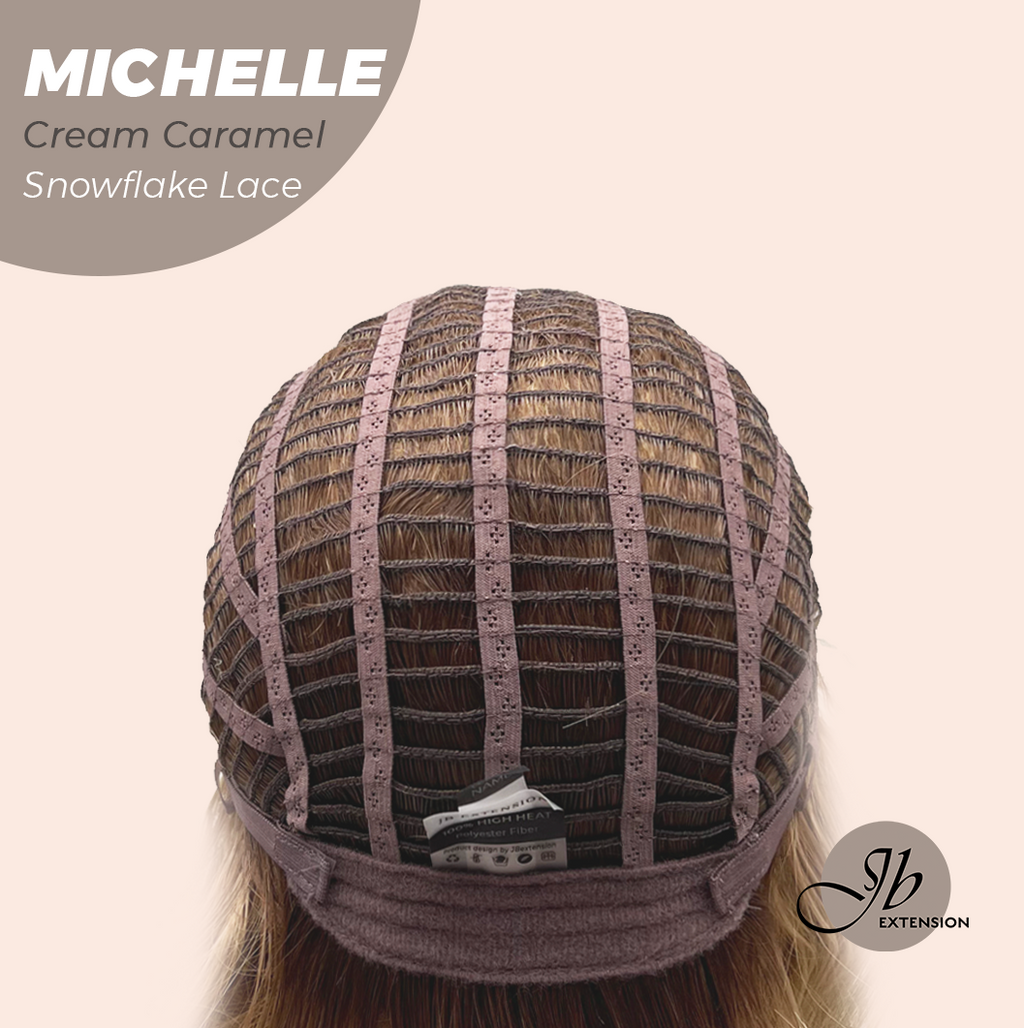 JBEXTENSION 10 Inches Cream Caramel Pre-Cut Side Part Snowflake Lace Frontlace Glueless Wig MICHELLE CREAM CARAMEL【BENDY EAR TABS】- M/L