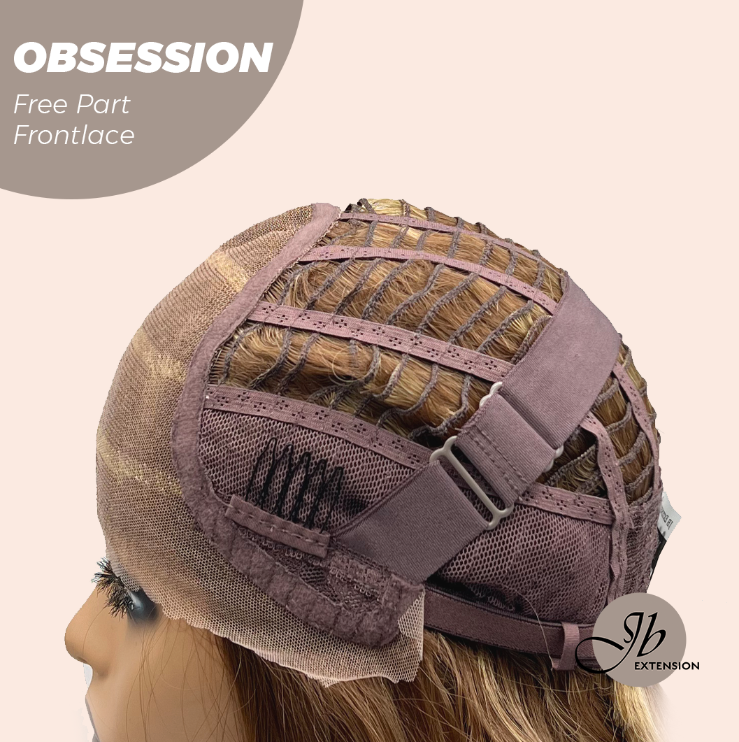 JBEXTENSION 24 Inches Brown With Highlight Wave 13X6 Pre-Cut Free Part Frontlace Glueless Wig OBSESSION