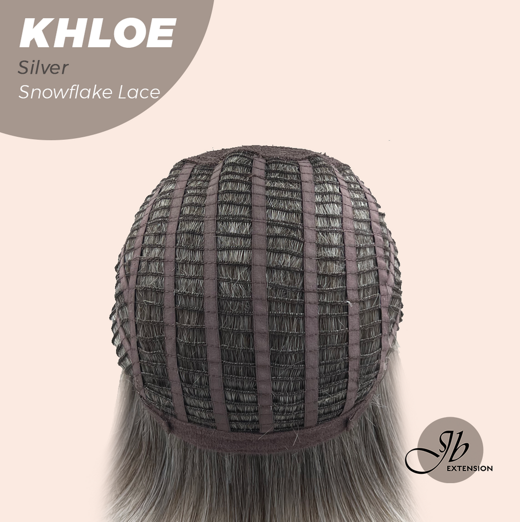 JBEXTENSION 12 Inches Bob Cut Silver Pre-Cut Snowflake Lace Frontlace Glueless Wig KHLOE SILVER【PERMATEASE】【BENDY EAR TABS】- M/L