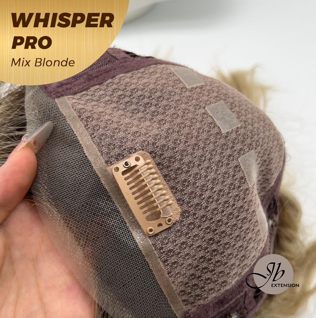 JBEXTENSION 14inch|18inch Clip-In Snowflake Lace Wave Hair Topper Monofilament with Anti-slip Silicone Strips – Crown & Hairline Coverage WHISPER PRO